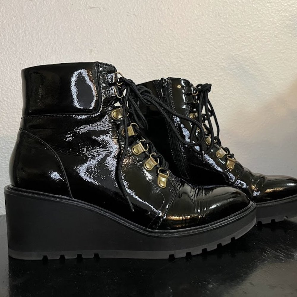 Anthropologie Geraldine Leather Wedge Boots